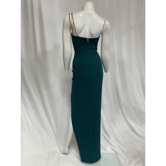 Nookie 'Estella' Green One Shoulder Ponte Gown Size S - Picture 3 of 5